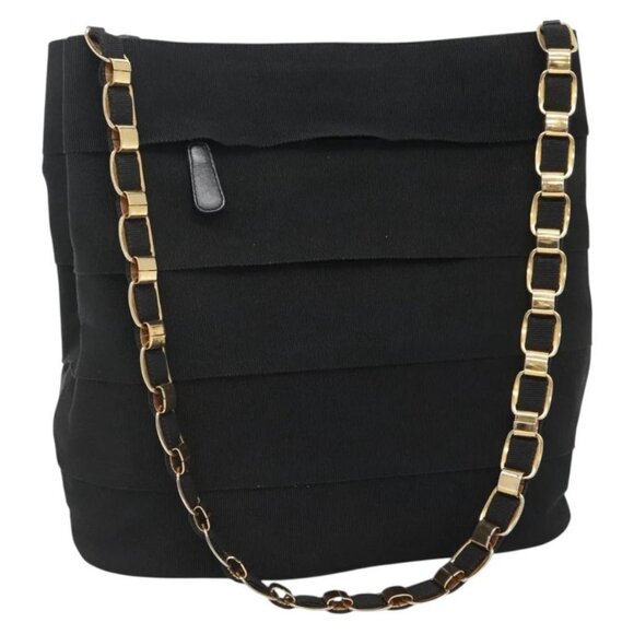 Salvatore Ferragamo Vala Shoulder Bag Canvas Black Gold Auth - Picture 2 of 16